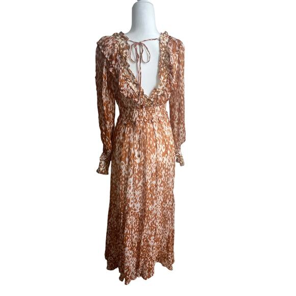 Anthropologie The Odetta Ruffled V-Neck Maxi Dress Small Boho Floral Long Sleeve - Picture 4 of 8